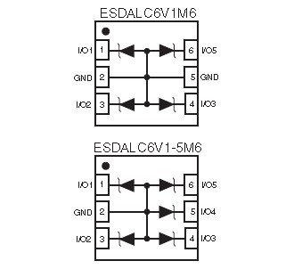 ESDALC6V1-5M6 功能框图