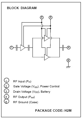 RA60H3847M1 RoHS Compliance, 378-470MHz 60W 12.5V, 2 Stage Amp